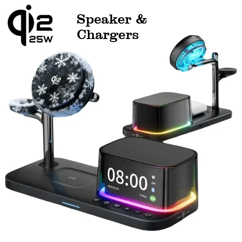 Wireless Charger Watch - Bluetooth-Lautsprecher mit ICE-Kühlung, magnetisches kabelloses Ladegerät
