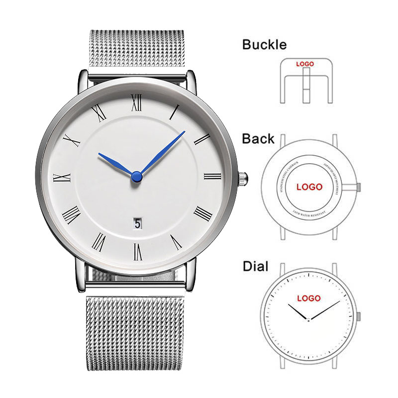 Stainless Mesh Band - B-8210N Edelstahl-Netzarmband Klassische Schlichte Herren-Geschäftsuhr mit