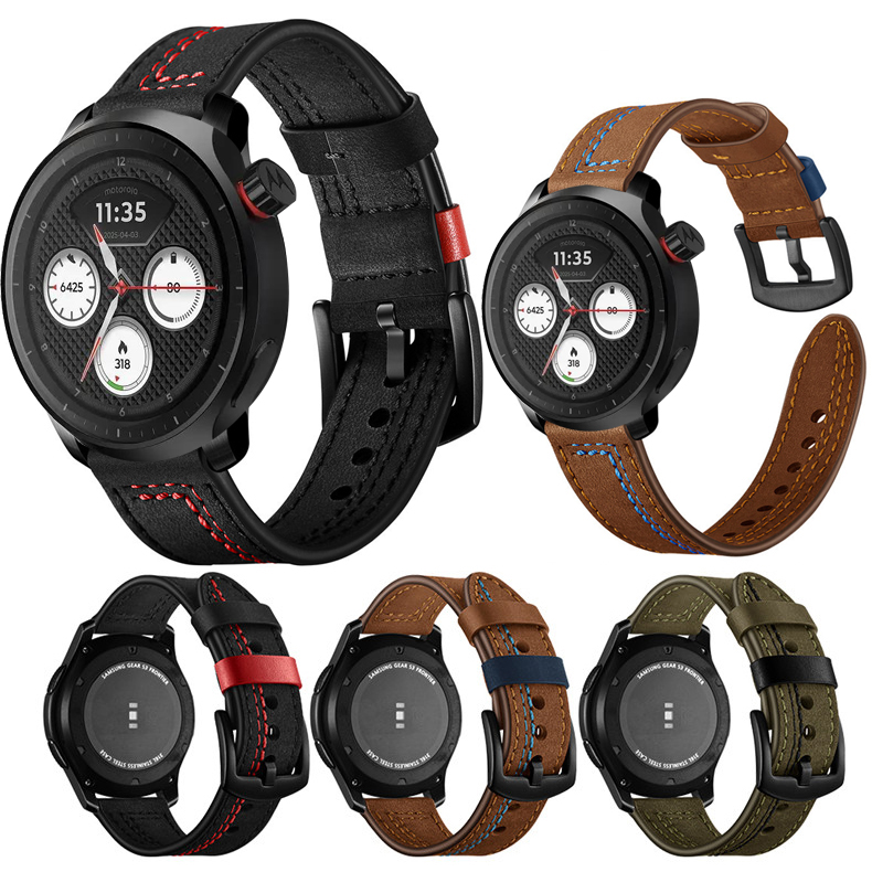 Motorola Smartwatch Accessories - Leder-Uhrenarmband für Motorola Moto Watch 2026,