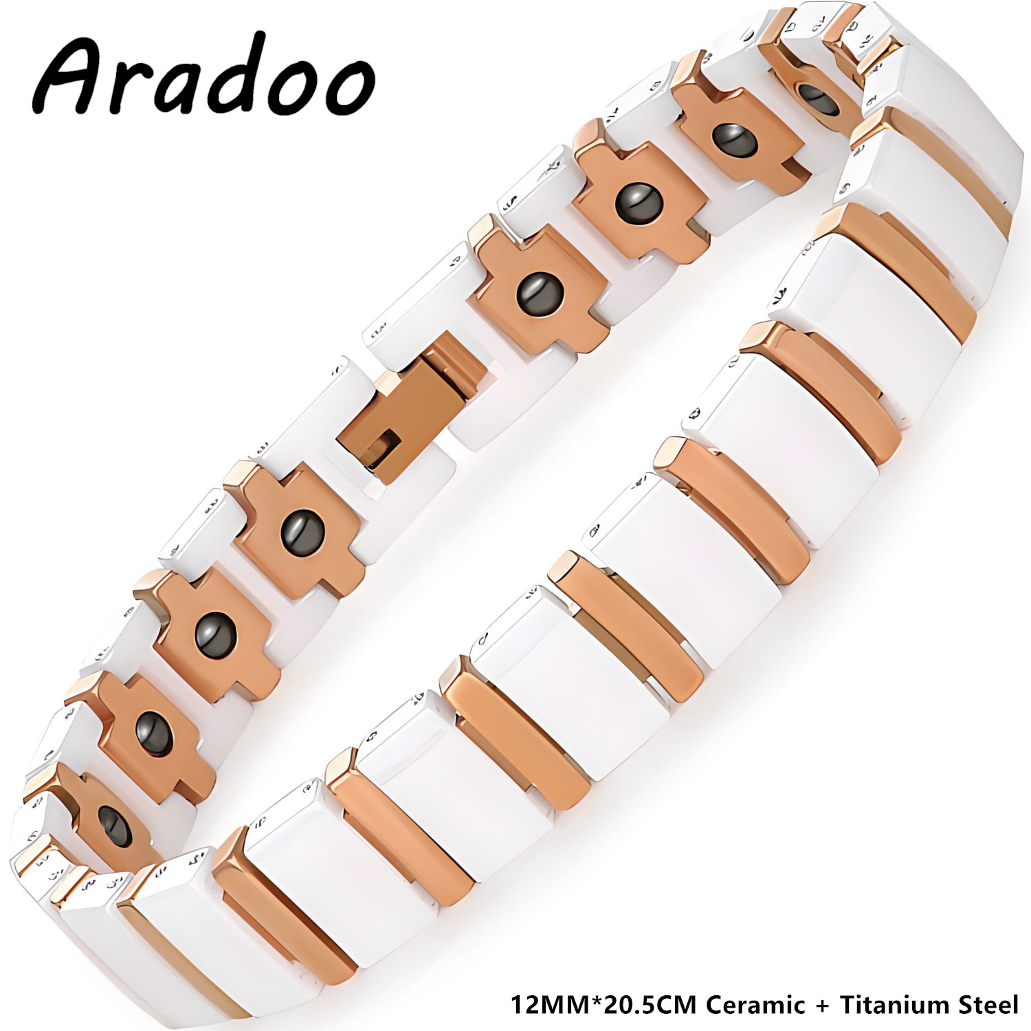 Ceramic Link Bracelet - ARADOO Premium Keramikarmband mit Zirkonia Titanstahl
