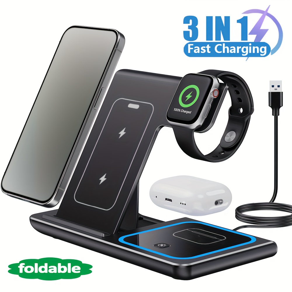 Wireless Charger Watch - 3-in-1 Faltbares Kabelloses Ladegerät 15W Schnellladestation
