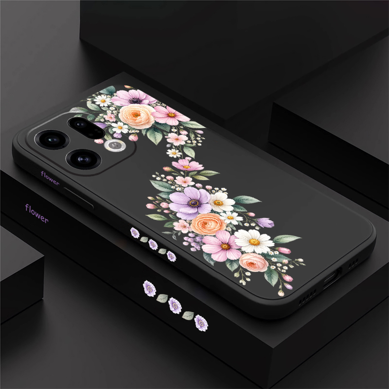 Oppo Reno 12 - Rosa Handyhülle mit kleiner Blumenmuster für