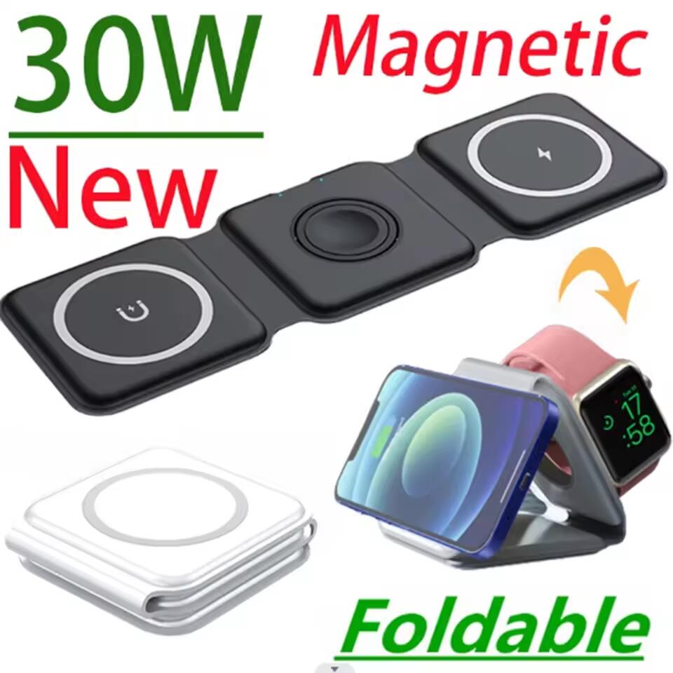 Wireless Charger Watch - 3-in-1 Tragbares Magnetisches Kabelloses Ladegerät Schnelle